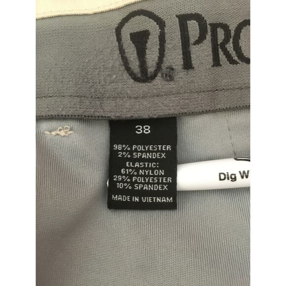 PGA Tour Pro Tour Size 38 Elastic Waist Pleated Beige Golf Shorts - Picture 4 of 6